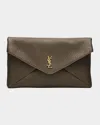 Saint Laurent Ysl Envelope Pouch Bag In Grained Leather In Brown