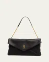 Saint Laurent Ysl Envelope Pouch In Grained Leather In Black