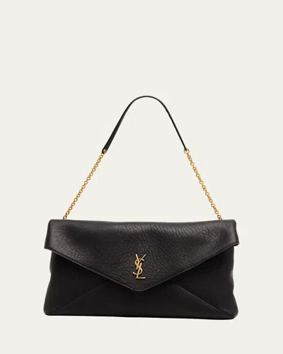 SAINT LAURENT YSL ENVELOPE POUCH IN GRAINED LEATHER