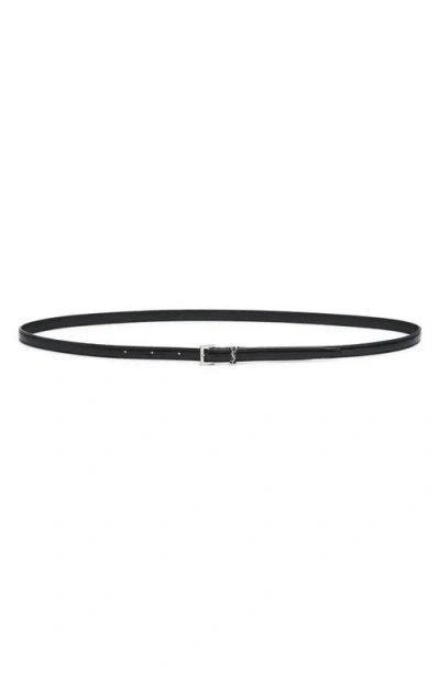 Saint Laurent Ysl Extra Fine Ceinture Leather Skinny Belt In Black