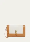 Saint Laurent Cassandre Two-tone Leather Pouch In Vintage Gold