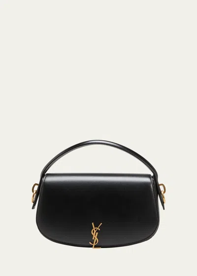 Saint Laurent Ysl Flap Crossbody Bag In Leather In Black