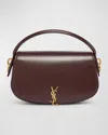 Saint Laurent Ysl Flap Crossbody Bag In Leather In Dark Currant