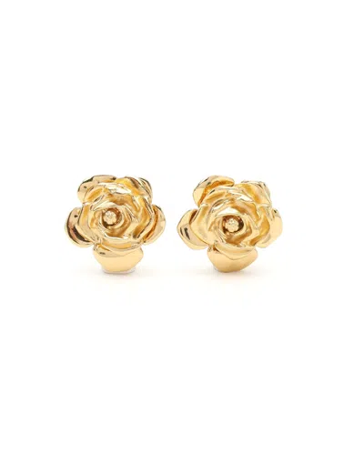 Saint Laurent Ysl Flower Clip-on Earrings In Gold