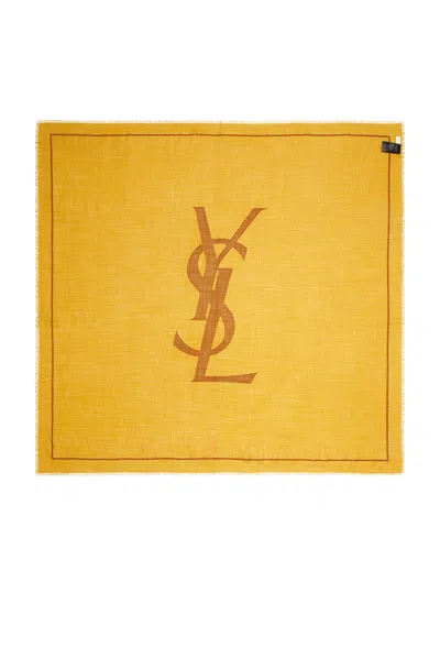 Saint Laurent Ysl Grand Carre Scarf In Yellow
