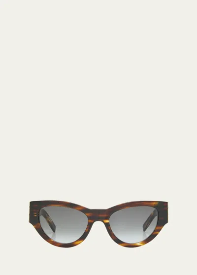 Saint Laurent Ysl Havana Plastic Cat-eye Sunglasses In Brown