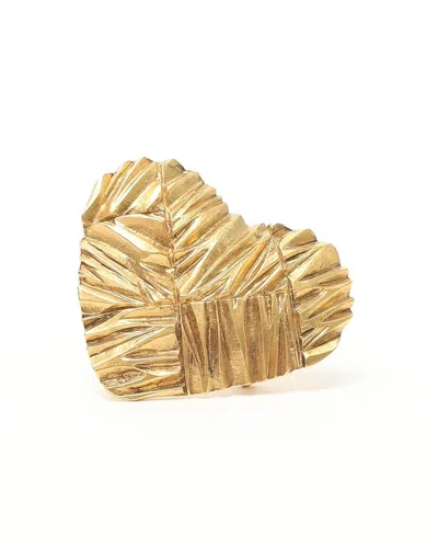 Saint Laurent Ysl Heart Brooch In Gold