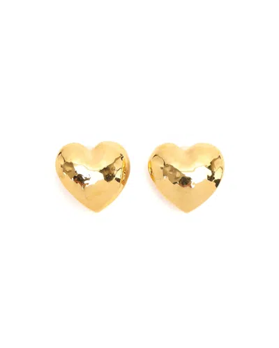 Saint Laurent Ysl Heart Clip-on Earrings In Gray