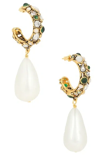 Saint Laurent Ysl Hoop & Drop Fetiche Earrings In White