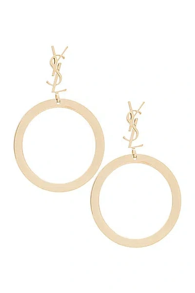 Saint Laurent Cassandre Logo Hoop Earrings In Gold