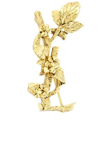 Saint Laurent Botanic Cassandre Mini Floral Brooch With Gold-tone Finish