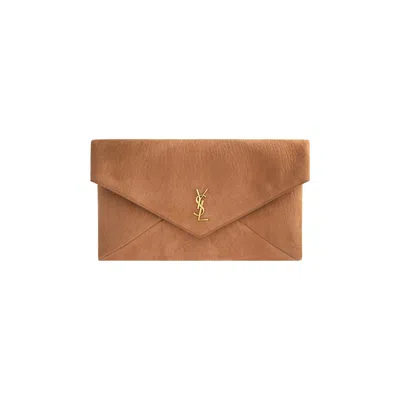 Pre-owned Saint Laurent Ysl Large Envelope Pouch 'honey Caramel' | Brown | Women's Size Onesize