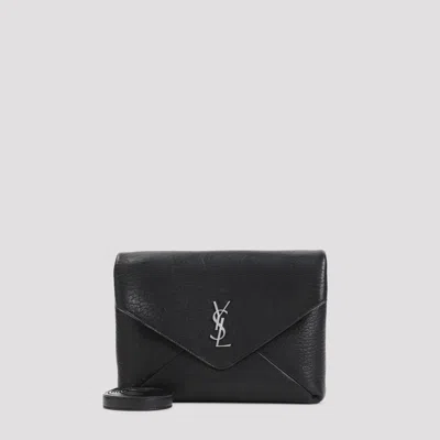 Saint Laurent Ysl Large Pouch On Strap In Black