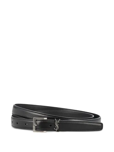 Saint Laurent Ysl Leather Belt In Nero