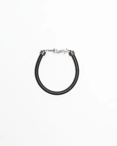 Saint Laurent Ysl Leather Bracelet In Black