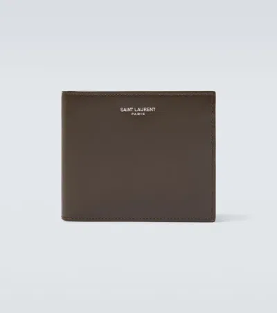 Saint Laurent Ysl Leather Wallet In Green