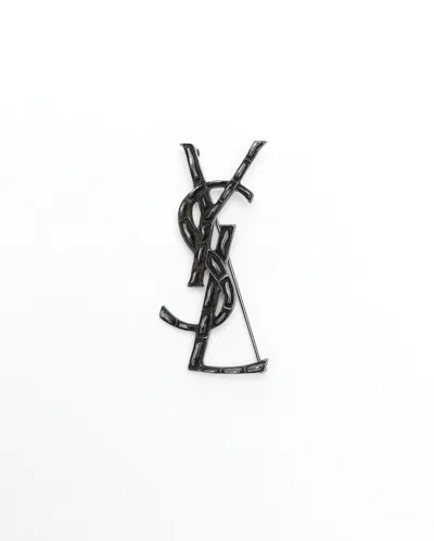 Saint Laurent Ysl Logo Brooch In Black