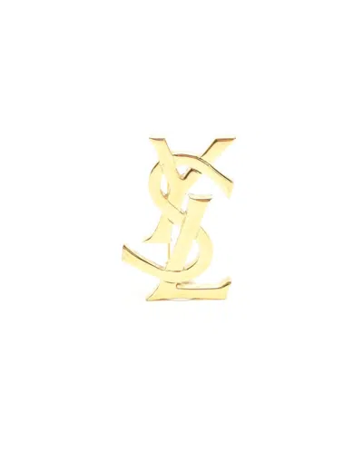 Saint Laurent Ysl Logo Brooch In Gold