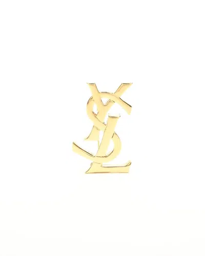Saint Laurent Ysl Logo Brooch In Gold