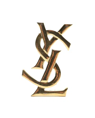 Saint Laurent Ysl Logo Brooch In Gold