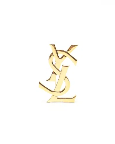 Saint Laurent Ysl Logo Brooch In Gold