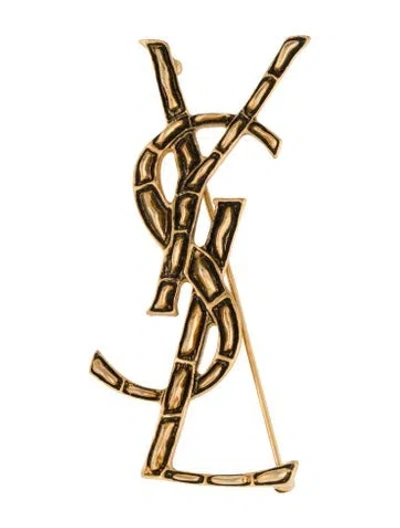 Pre-owned Saint Laurent Ysl Logo Brooch In Multi