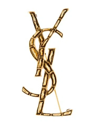 Pre-owned Saint Laurent Ysl Logo Brooch Pin In Multi