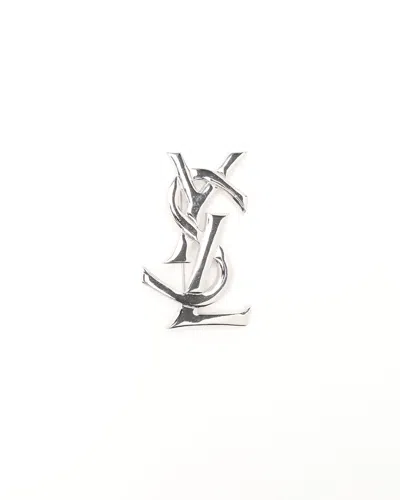 Saint Laurent Ysl Logo Brooch In Silver