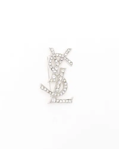 Saint Laurent Ysl Logo Brooch In Metallic