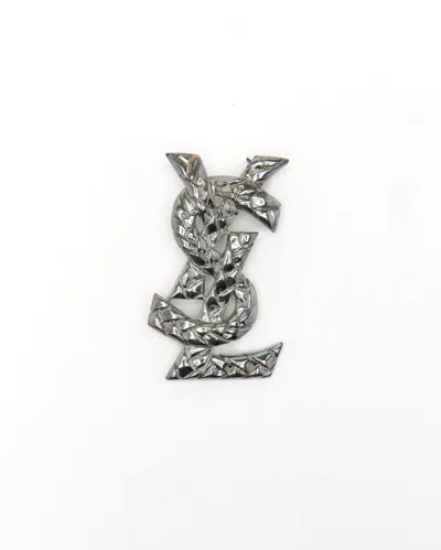 Saint Laurent Ysl Logo Brooch In Silver