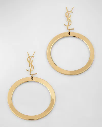 Saint Laurent Ysl Logo Hoop Earrings In Gold