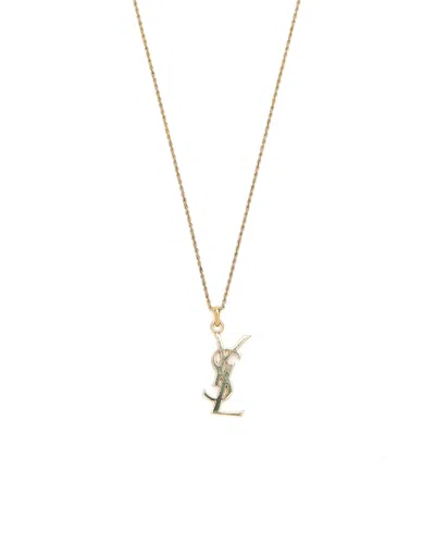 Saint Laurent Ysl Logo Necklace In Neutral