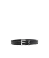 Saint Laurent Ysl Logo-plaque Belt In Black