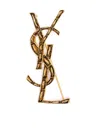 Saint Laurent Ysl Logo-plaque Brooch In Gold