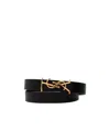 Saint Laurent Ysl Logo-plaque Leather Bracelet In Black