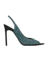 SAINT LAURENT LOLA SANDALS IN MONOGRAM DENIM