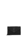Saint Laurent Ysl Logo Quilted Leather Wallet On Chain Bag In Black