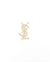 Saint Laurent Ysl Logo Rhinestone Brooch In Gold