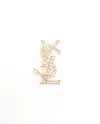 Saint Laurent Ysl Logo Rhinestone Brosch In Gold