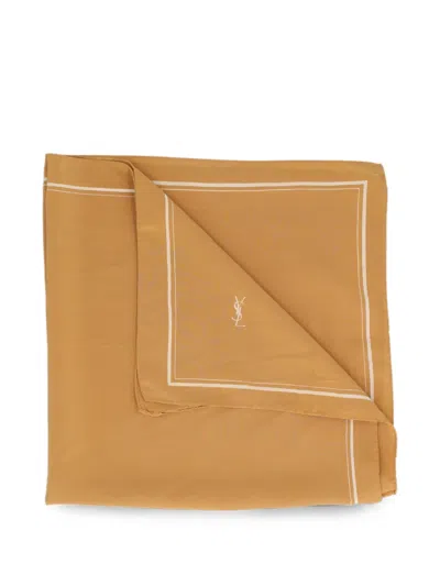 Pre-owned Saint Laurent Ysl Logo Scarf In Yellow
