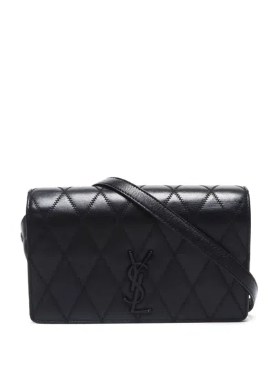 Pre-owned Saint Laurent Ysl Logo Shoulder Bag In Black