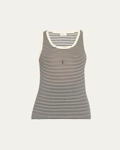 SAINT LAURENT YSL LOGO STRIPED TANK TOP