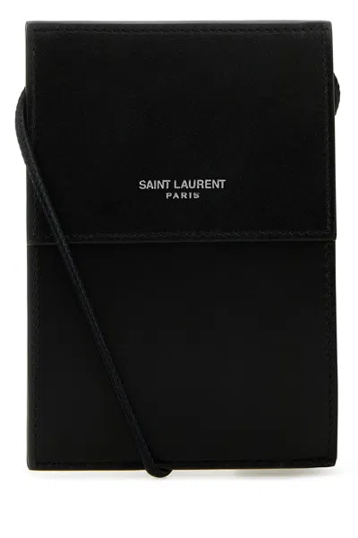 Saint Laurent Contenitore In Pelle Nera Uomo In Black