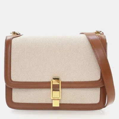 Pre-owned Saint Laurent (ysl) Medium Canvas Bag Carre In Sand