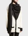 Saint Laurent Ysl Micro Monogram Scarf In Black / Grey