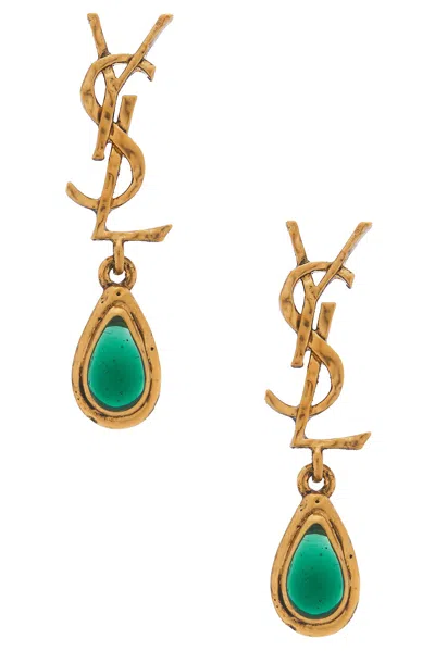 Saint Laurent Ysl Mini Drop Earrings In Gold
