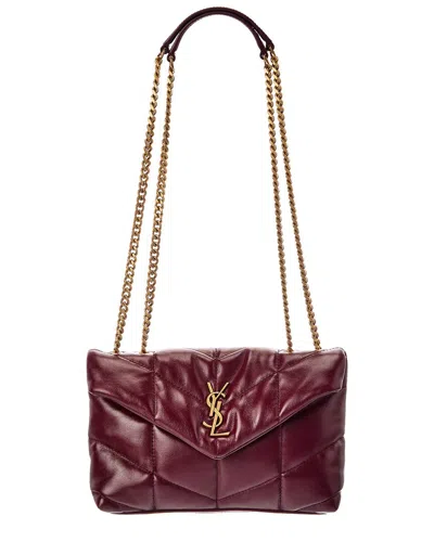 Saint Laurent Ysl Mini Leather Shoulder Bag In Burgundy