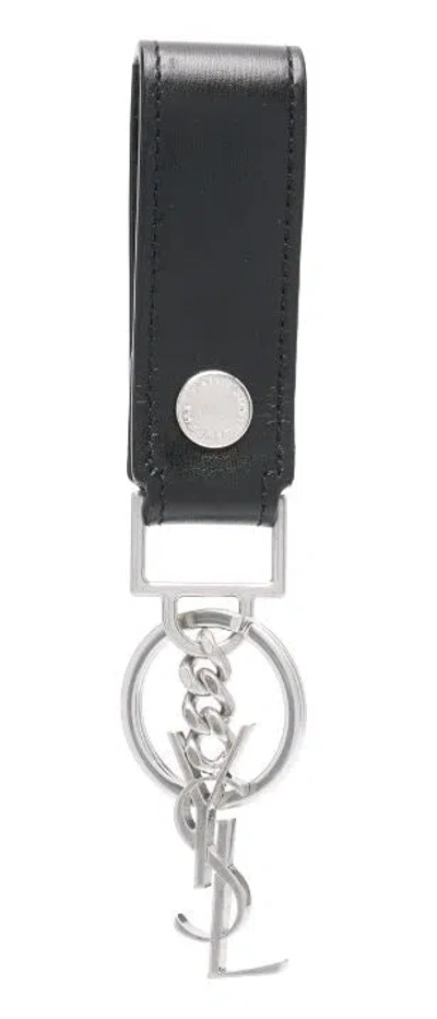 Saint Laurent Ysl Mini P. Chiavi Mono Wallet In Black