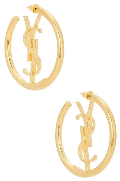 Saint Laurent Ysl Minimalist Hoop Earrings In Gold