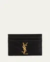Saint Laurent Ysl Monogram Card Case In Grained Leather In Black